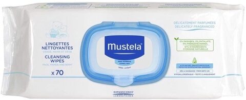 Buy Mustela Cleansing Wipes X70 For Face Hand And Diaper Areas