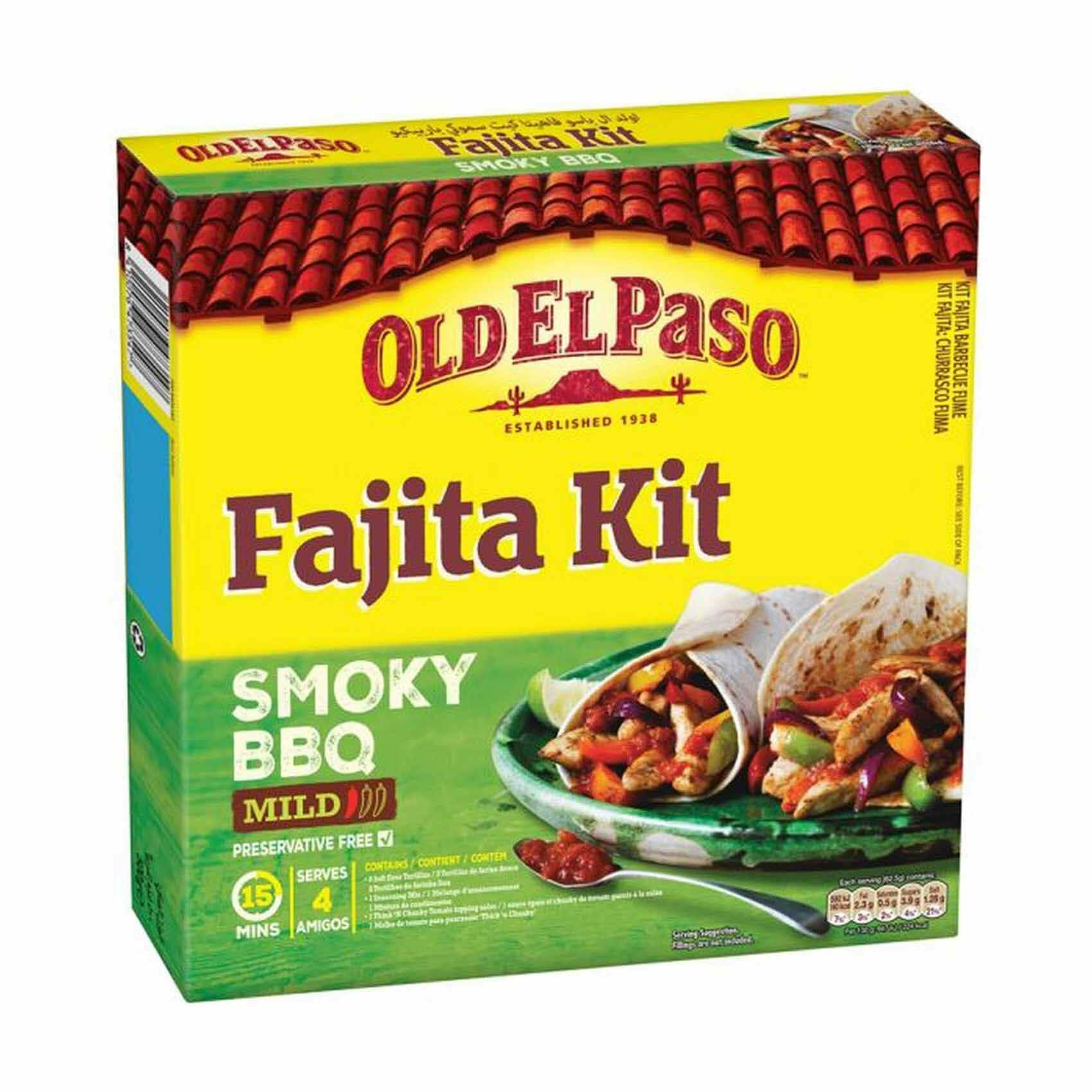 Buy Old El Paso Fajita Kit Smoky Bbq 500g Online Shop Food Cupboard