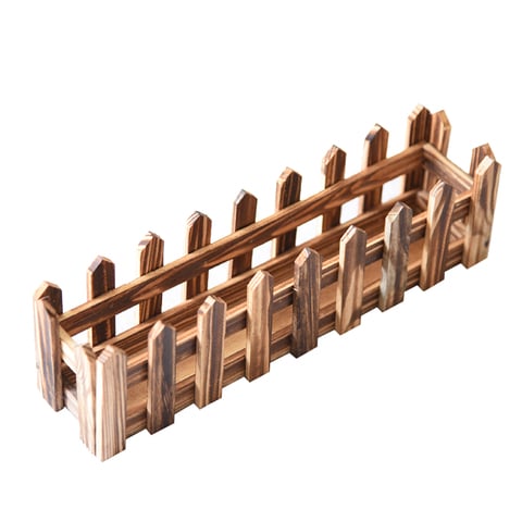 Lingwei - 30X9X7.5Cm Natural Wooden Fence For Artificial Plants Flowers Box Home Garden Decoration