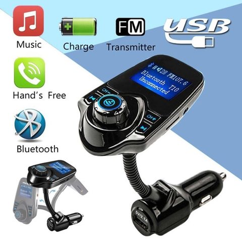 US T10 Wireless In-Car Bluetooth FM Transmitter Radio Adapter Car Kit Black 