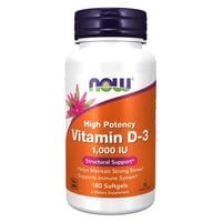 Now Vitamin D-3 1000IU Structural Support Dietary Supplement 180 Softgels