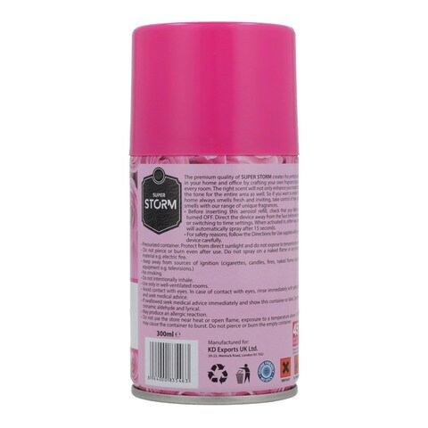 Super Storm Pink Rose Metered Air Freshener Odor Neutraliser 300 ml
