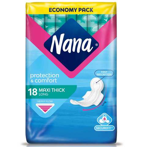 Nana Women Pads Economy Pack Maxi Thick Long 18 Pads