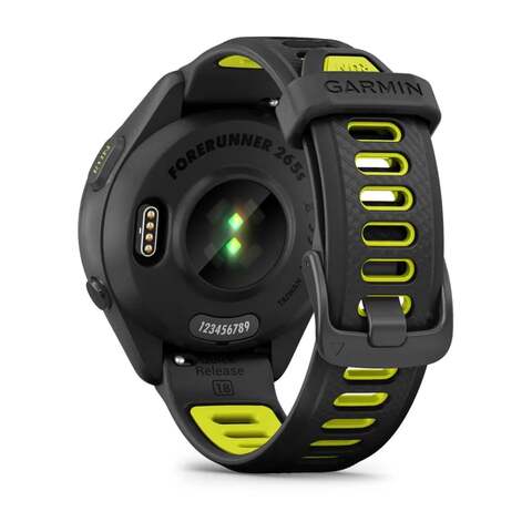 Garmin Forerunner 265S GPS Running Smartwatch, Black Bezel And Case With Black/AMP Yellow Silicone Band, 010-02810-13