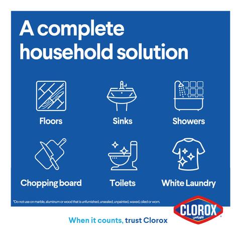 Clorox Liquid Bleach Original Household Cleaner and Disinfectant Eliminates Common Household Germs and Removes Stains 470ml