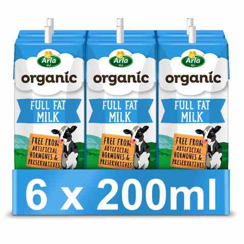 Arla Organic Full Fat Milk Multipack 200ml x6