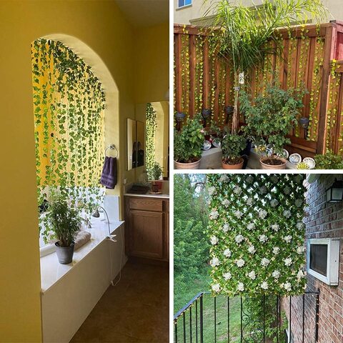 Fake Leaves, Artificial Ivy Garland, Hanging Vines - Vine Plants with Cable  Tie - Fake Ivy for Wedding Party Garden Greenery Decor Outdoor Indoor Wall