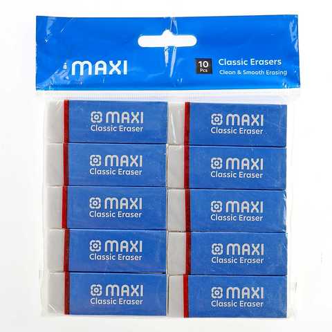 Maxi Dust Free Classic Erasers White 10 PCS