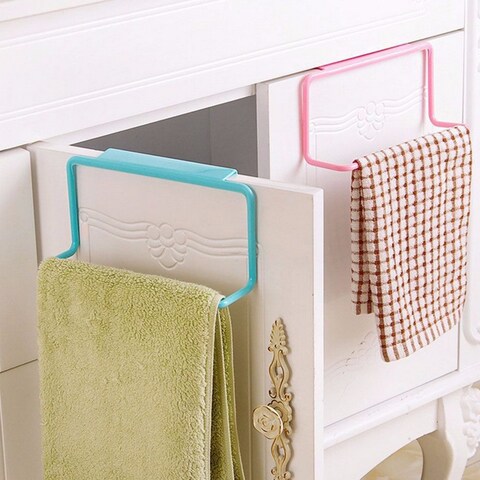 Decdeal - Cabinet Door Back Towel Holder Plastic Indented Towel Hanging Multi-purpose Kitchen Hanger Rack