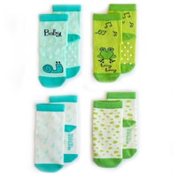 Milk&amp;Moo Cacha and Sangaloz Baby Socks, Newborn Socks, Soft, Cotton, Cute, Warm, Breathable, Baby Girl Socks, Baby Boy Socks, Non Slip, Grip Socks, 0-12 Months, 4 Pairs