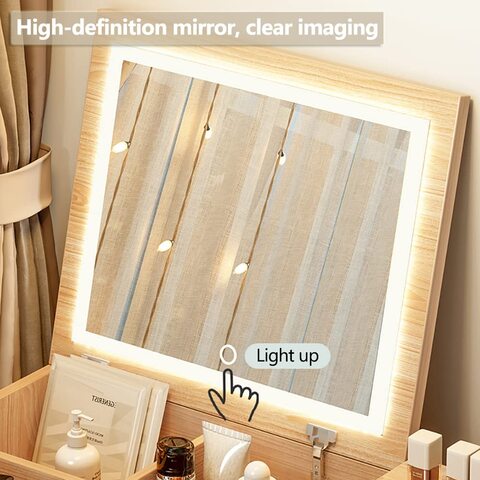 Makeup table deals lights mirror