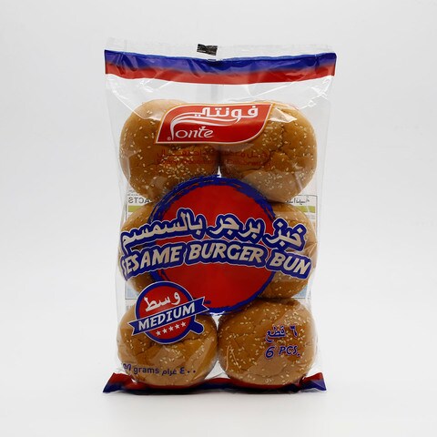 Fonte Sesame Burger Bun Medium Bread 400g &times;6 Pieces