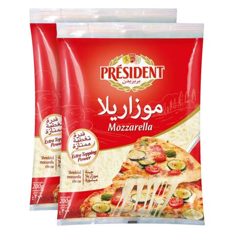 President Shredded Mozzarella Cheese 200g Pack of 2