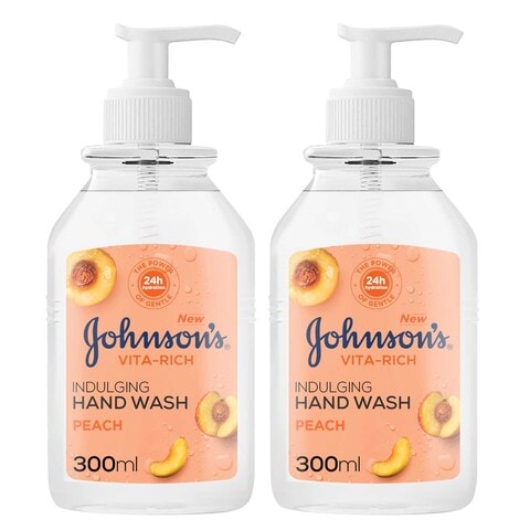 Buy Johnsons Vita-Rich Indulging Hand Wash Peach 300ml Pack of 2 in UAE