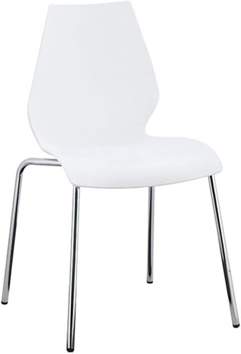 LANNY Plastic Stackable Chair 036a WHITE Metal leg Outdoor/Indoor Outside/Inside Water/Sun Proof Fast Food Steel Party Restaurant Kitchen Events Office Conference Meeting Room Leisure Dining Furniture