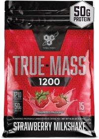 Bsn True-Mass Weight Gainer, Muscle Mass Gainer Protein Powder, Strawberry Milkshake, 10.25 Pound