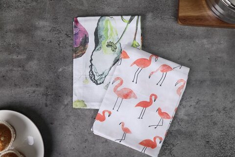 Pan Emirates Home Furnishings Flamingo Veggies S/2 Kitchen Towel Multi 50X70cm