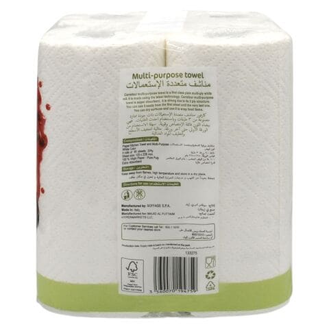 Carrefour 3 Ply Multi-Purpose Towel Rolls White 90 Sheets 4 count