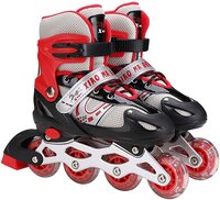Adjustable Inline Skates, Beginners Roller Skates with PU Glow Wheel, ABEC -7 Bearing Roller Blades for Kid,Adults,Men, Women and Teens,Red,M