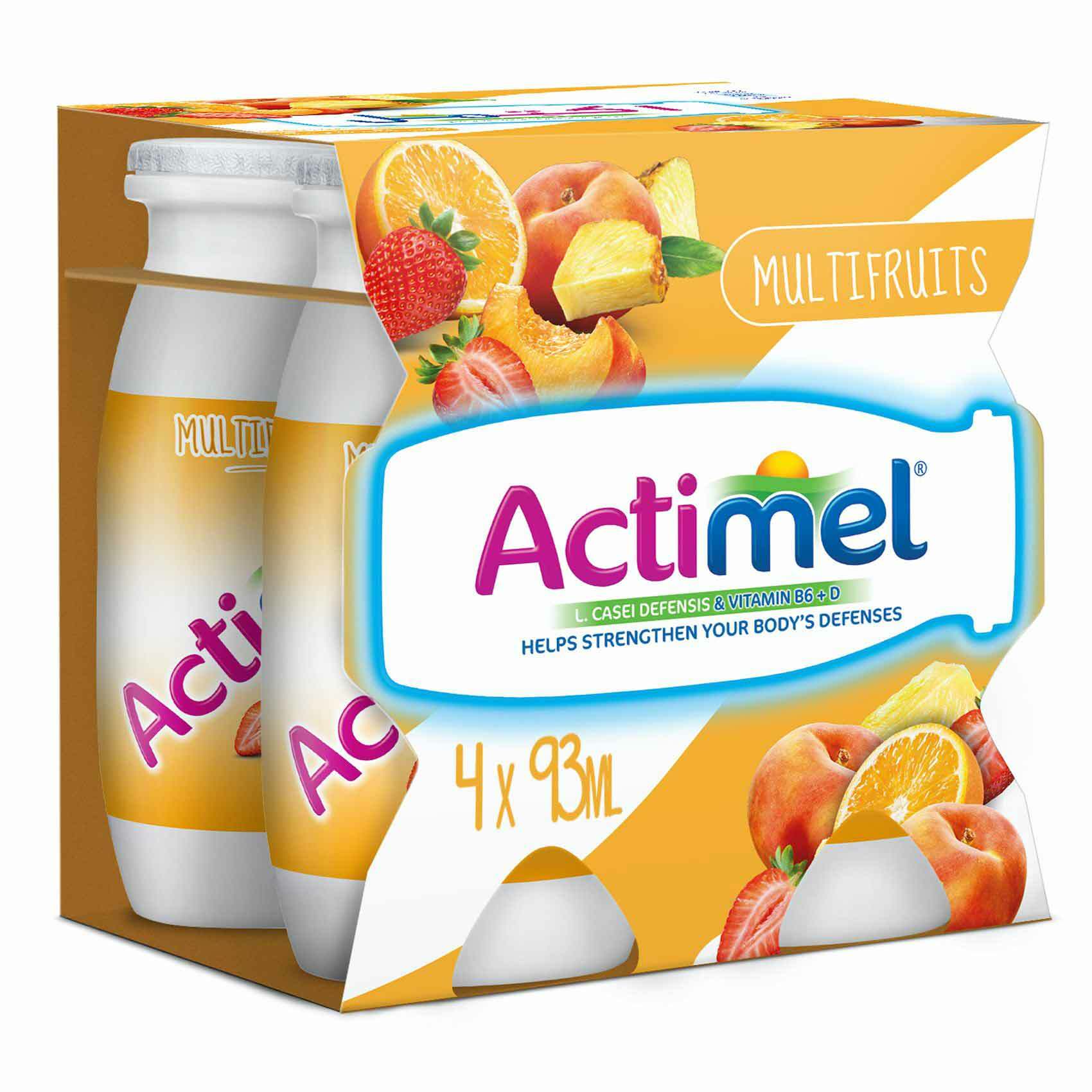 Buy Actimel MultiFruit Flavored Low Fat Dairy Drink 93ml x Pack of 4