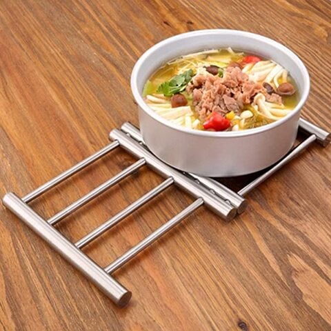 AtrauX Stainless Steel Hot Pads, Adjustable Hot Plate Holder Trivets for Hot Pots and Pans