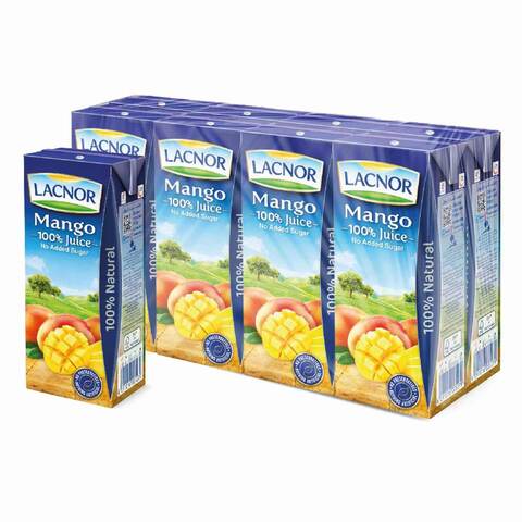 Buy Lacnor Mango Juice No Added Sugar 180ml Pack of 8 in UAE