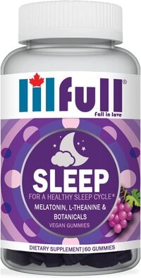 Lilfull Melatonin Supplement, Sleep Aid Gummy Grapes Flavor, 30 Day Supply (60 Gummies)