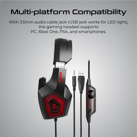 Vertux Denali High Fidelity Surround Sound Gaming Headset Red