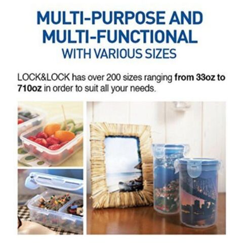 Lock &amp; Lock HPL814 Plastic Rectangular Short Divider Food Container 460ml