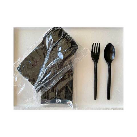 Disposable Plastic Spoon Black Heavy Duty Cutlery 50 Pieces