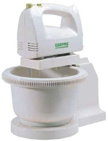 Geepas Ghb2002 Hand Mixer With Stand Bowl &amp; Overheat Protection (White)