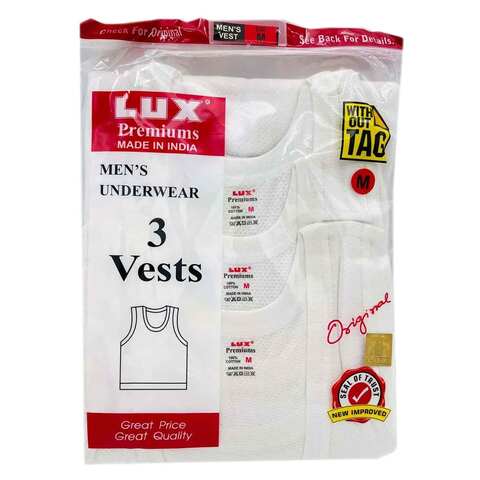 Buy Lux Classic Vest Medium 3 Pieces White Online - Carrefour Kenya