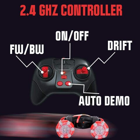 Stunt RC Car, 4WD 2.4GHz Remote Control Car With Gesture Control Band, Transforming toy with off road tires 360&deg; turns with LED Lights RC drift cars for Boys Birthday