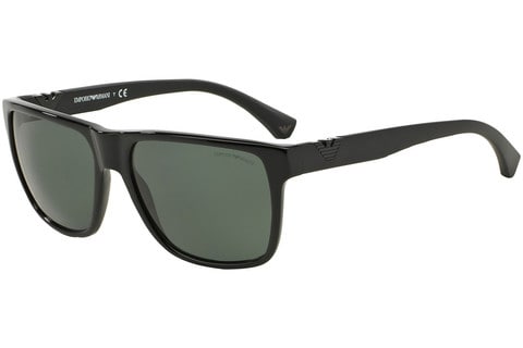 Emporio Armani Men Full Rim Square Plastic Black / Grey Green Sunglass EM403550177158