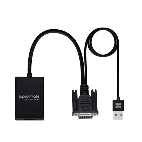 Promate VGA to HDMI Converter Adaptor 1080p HD Resolution with Audio Support TV AV HDTV, ProLink-V2H