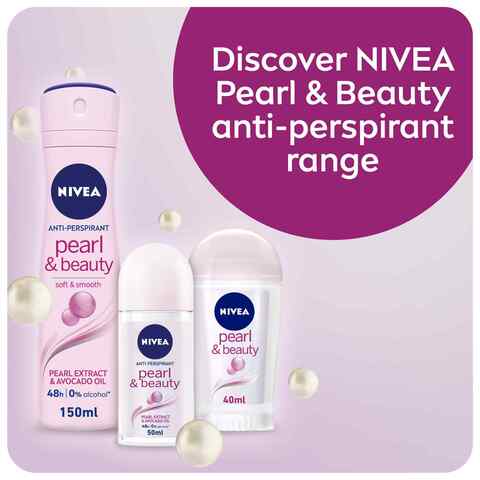 NIVEA Antiperspirant Roll-on for Women Pearl &amp; Beauty 50ml Pack of 2