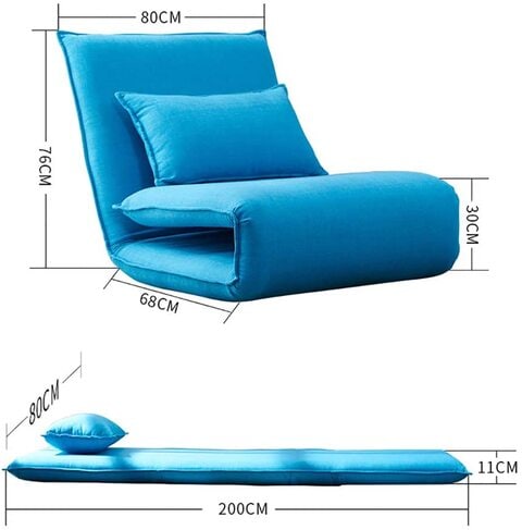 Masud Ergonomic Floor Chair Multi-Angle Adjustable Floor Lounger Sofa Folding Fabric Lazy Sofa Foldable Bed Easy For Storage Comfortable Padded Gaming Chair For Adults &amp; Kids (Blue)