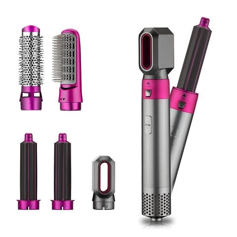 Curling Iron 5 in 1 multifunctional, hair dryer ,hair curler brush , hot air brush ,rotating brush portable frizz مصفف ومجفف للشعر