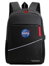 NASA Oxford Backpack With USB Connector, 300D Material, Embroidery Logo, Zipper Label Red with Logo, Side Pockets, USB Charging Port