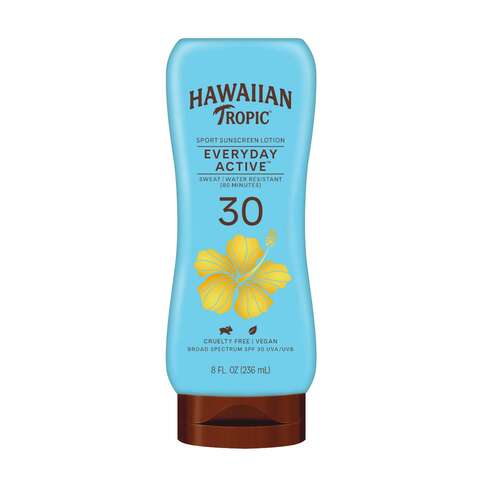 Hawaiian Tropic Island Sport High-Performance Sunscreen SPF30 Light Tropical Scent Blue 236ml