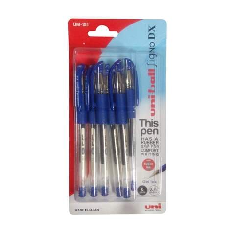 Uni-ball Signo DX Gel Pen Blue 0.7mm 6 PCS