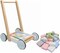 COOLBABY Wooden Baby Push Walker - 2 in 1 Toddler Push And Pull Toy Learning Walker Stroller Toddler Walker. With Wheels. With Building Blocks. For 1-3 Years Old