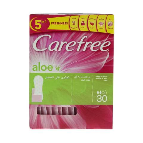 Carefree Cotton Aloe Regular Size Panty Liners White 30 count