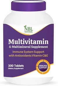 NBL Natural Adult Multivitamin for Women and Men, Daily Nutritional Support, 300 Tablets