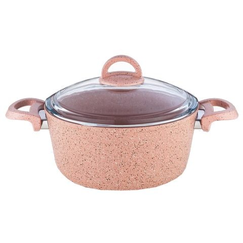 Home Maker Granite Casserole With Lid Pink 22cm