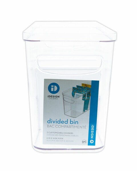 iDesign 6x14x8 Crisp Divided Bin Clear
