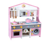 Girls Toy Kitchen Wooden With Washing Machine Pink - Kitchen Toy