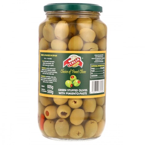 Italia Green Stuffed Olives with Pimiento Paste 935/550 gr