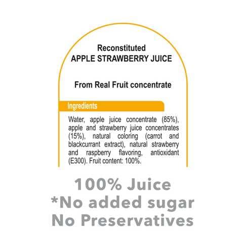 Carrefour No Added Sugar Apple Strawberry Fruit Juice 200ml Pack of 10