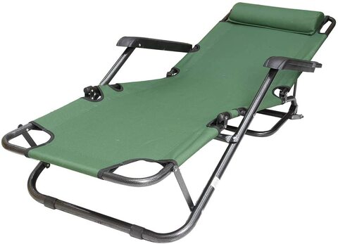 NuSense Foldable Beach Chair Lightweight Portable Camping Chair, Outdoor Folding Backpacking High Back Camp Lounge Chairs with Headrest and Pocket for Sports Picnic Beach Hiking Fishing(GREEN)
